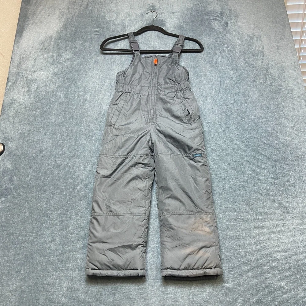 OshKosh B'gosh Overall Snowpants Kids 7 Gray Winter Adjustable Straps Outdoor
